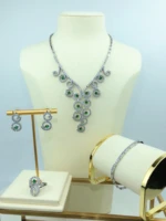 guomei new luxury bridal jewelry set fashion full cubic zircon necklace earrings bracelet ring women wedding accessories g0005