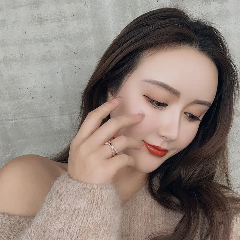 

2021Trendy Double-Layer Micro-Inlaid Zircon Opening Rings For Women Korean Fashion Wedding Party Classic Women Rings Jewelry