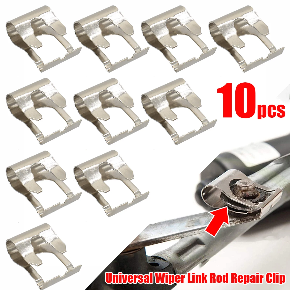 10Pcs Universal Front Windscreen Wiper Link Linkage Rods Repair Clip Spring - 1 YEAR GUARANTEE For VW Toyota Hyundai Ford Opel