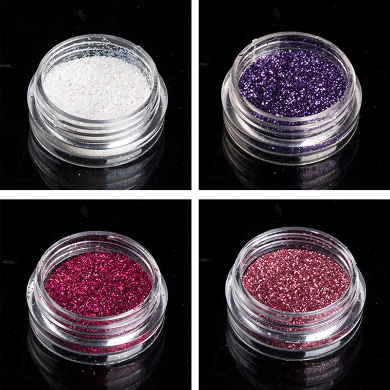 12PCS Randomly Holographic Nail Glitter Powder Shiny Nail Art Sequins Acrylic Nails Tools Gel Nail Polish Manicure Decoration