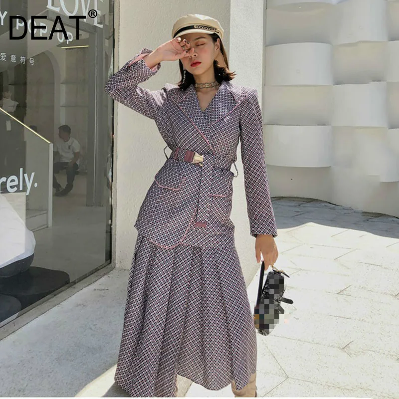 Женский винтажный приталенный повседневный костюм DEAT двубортный блейзер с