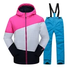 Комплект одежды для детей, одежда для девочек, лыжные костюмы, ветрозащитная куртка + штаны, зимний теплый лыжный костюм, уличные зимние комплекты для детей-подростков