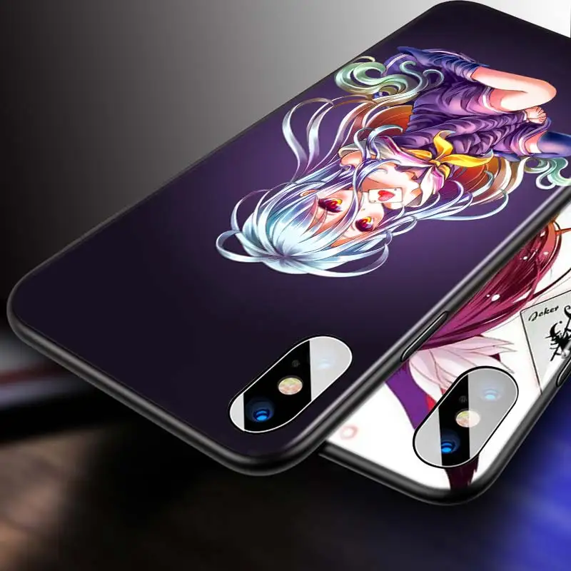 

For iPhone 12 11 Pro Max mini Bright Black Case Anime No Game No Life for iPhone Max XR X 8 7 6 Plus 5S SE Phone Case