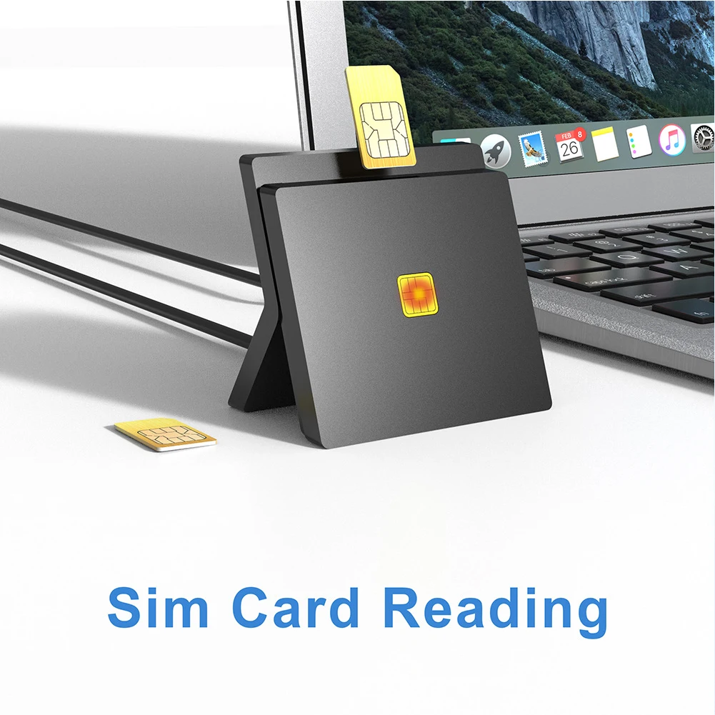 Портативный CR319 USB 2 0 SIM считыватель смарт карт для банковских CAC ID карты Windows 7 8 10 MAC
