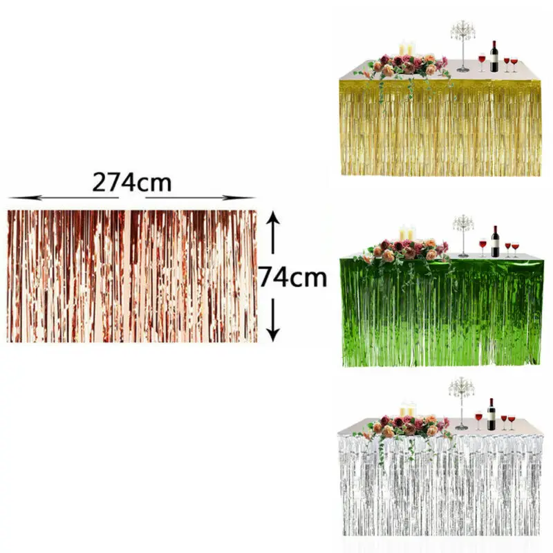 Для летних вечеринок с бахромой и эффектом металлик юбка для стола Блестки из