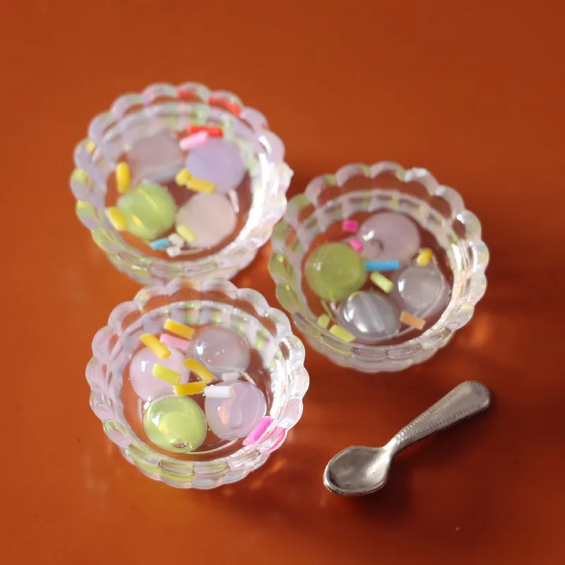 

3pcs/pack Miniature Dollhouse Mini Chinese Crystal Dumplings Pretend Food for 1/6 Doll House Play Kitchen Toys Dolls Accessories