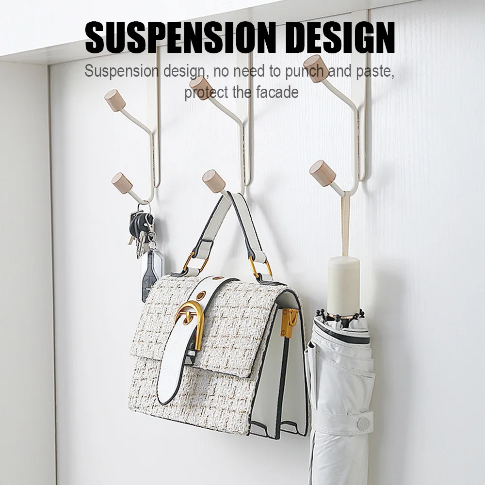 

1PC Door Hook Punch Free Bedroom Clothes Hanger Storage Rack Home Storage Organization Hooks for Bags Towel Coat Cap