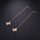 JeeMango модные серьги-подвески из титановой нержавеющей стали в виде бабочки с животными для женщин Розовая бриллиант ювелирные изделия JE19295