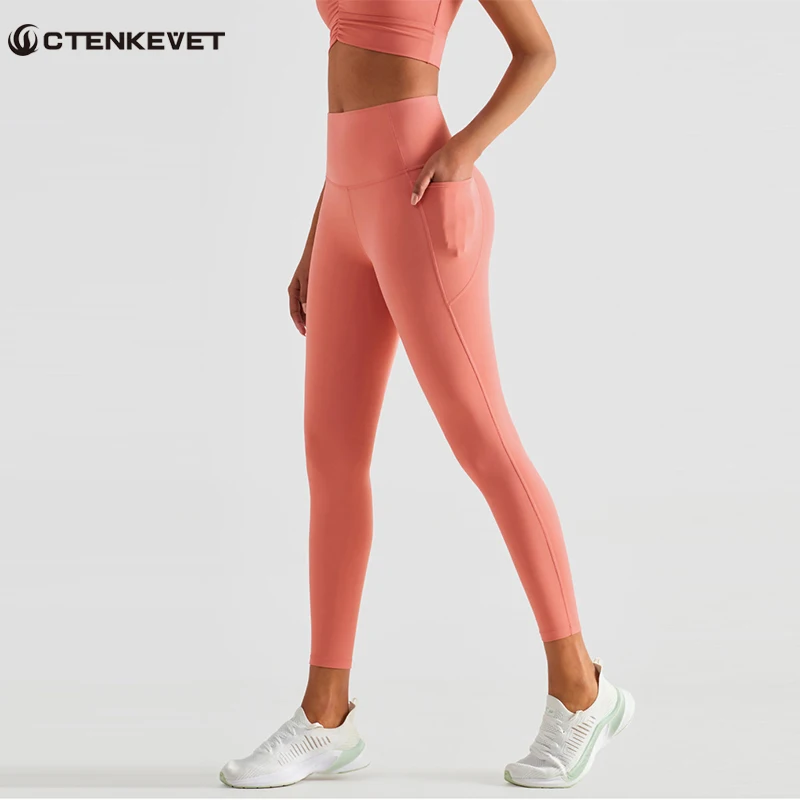 

Nude Tight Pocket Yoga Pants High Waist Hip-Lifting Fitness Pants Women's Running Push-Up Exercise Pants Gym Training Leggings