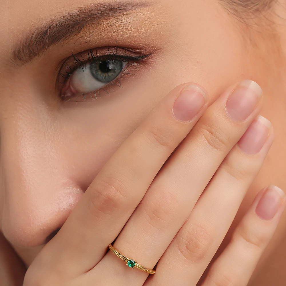 Женское кольцо на палец SUPERWEAR регулируемое Винтажное с зеленым камнем из