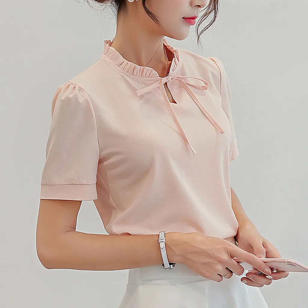 Blusas mujer de moda 2019 хит продаж новая женская летняя офисная рубашка с короткими