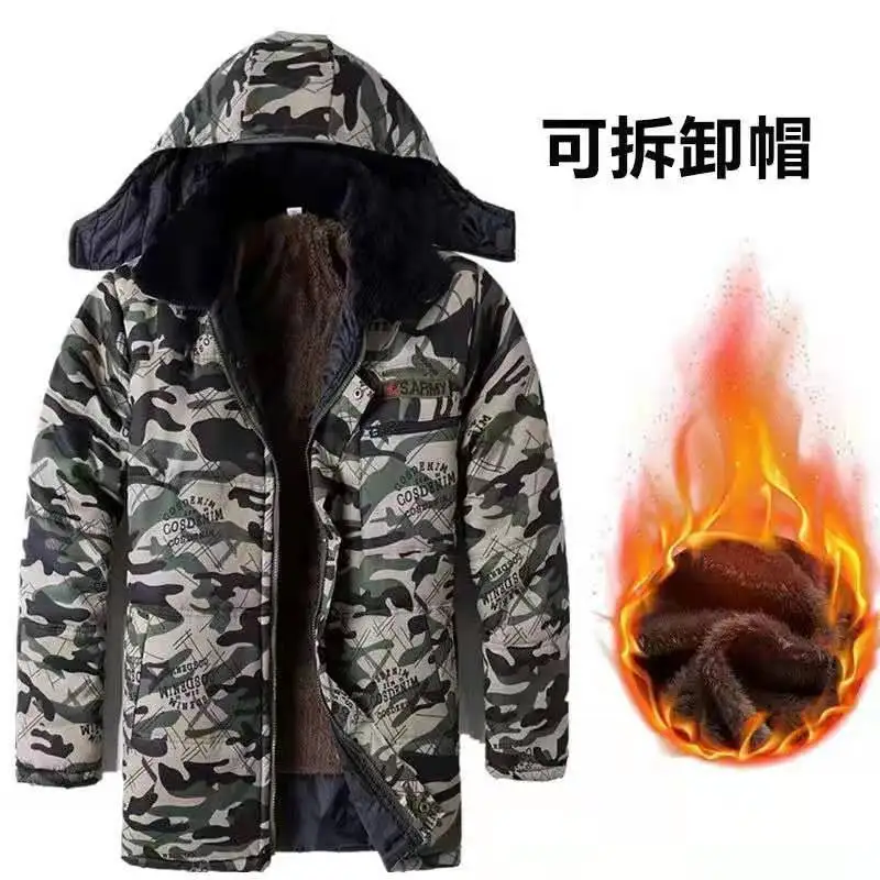 Winter Cotton-padded Clothes Velvet Padded Men's Cold Storage Work Jacket Labor Insurance Cotton-padded Trousers Suit.