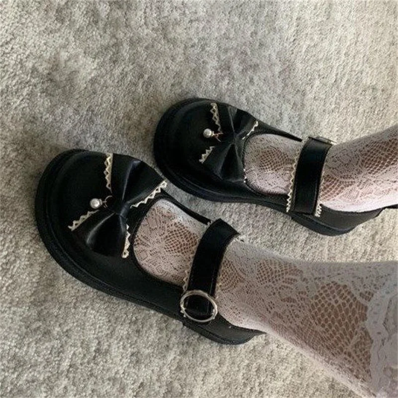 

COSPLAY COSTUM SUMMER SLIPPER Lolita Shoes Gothic Shoes Mary Jane Shoes JK Handmade Shoes Lace Bear Leather Shoes