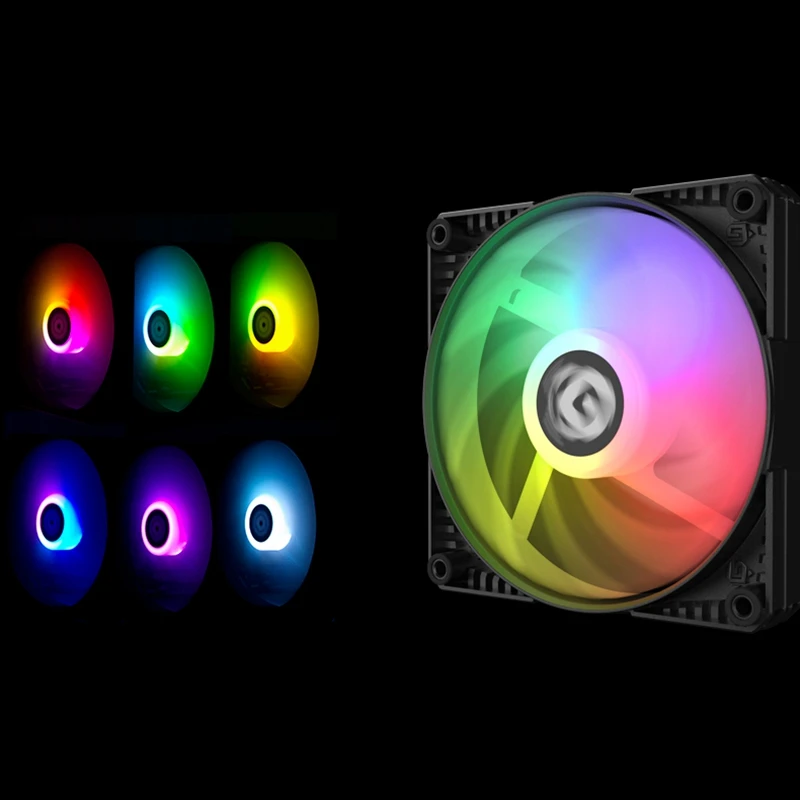 Черный RGB цветной светодиодный Радужный вентилятор 14 см для синхронизации