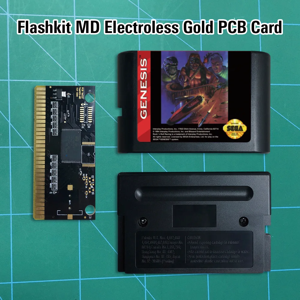 Рок н ролл гонки Flashkit MD никелевое золото схема на основе печатной платы 16 бит игры