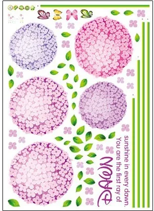 

Romantic purple flowers wall decals ZY7128decorative home decoration removable DIY pvc wall stickers