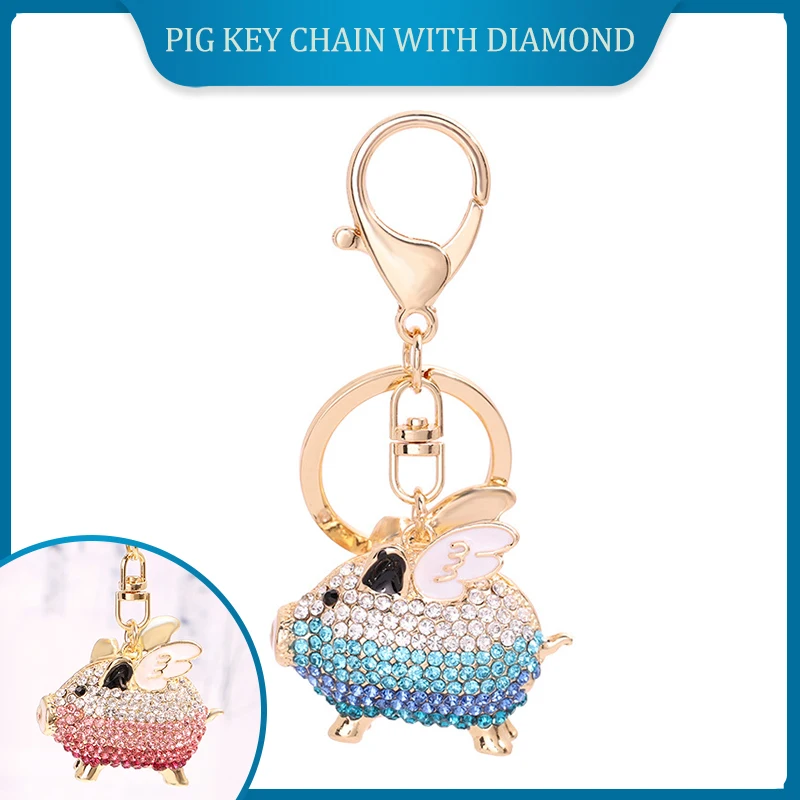 

Новинка, модный брелок Стразы с инкрустированными мушками, свиньями, знаками Зодиака, свиньями, брелок для ключей, подвесное украшение для ж...