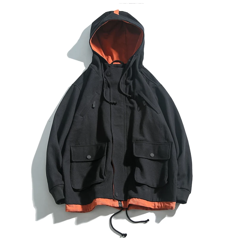 

Bomber Jacket Men Zipper Winter Spring Autumn Casual Solid Hooded Jackets Men's Outwear Slim Fit High Quality Men Clothing