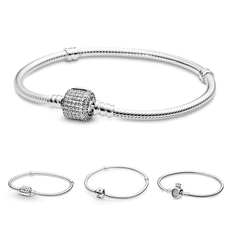 

Jewelry Women 100% 925 Sterling Silver Bangle Fit Original Pandora DIY Feminino Charms Beadeds Accessories Beads Femme Bracelets