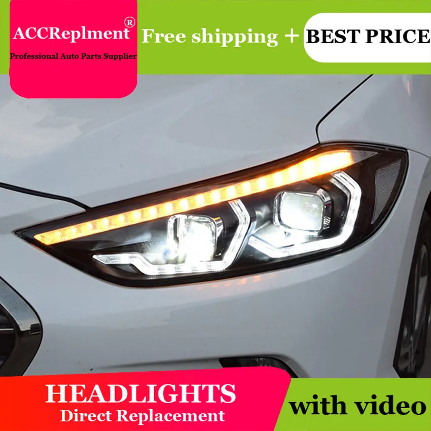 Стайлинг автомобиля для Hyundai Elantra светодиодный фары 2017-2018 ная фара все