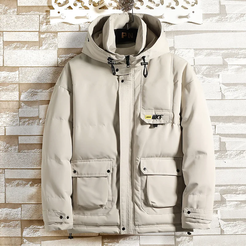 

2020 New Winter Parka Men Casual Big Pockets Jacket Plus Velvet Thicken Warm Windproof Coat Male Solid Color Hooded Outwear 4XL