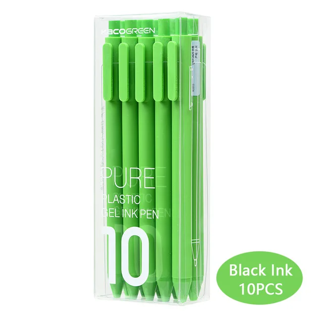 Green pen 10pcs KACO красочные знак ручка 10 цвета, шариковая ручка с сердечником прочная ручка 0,5 мм для школьников/рабочий/KACO пополнения чернил - Цвет: Green pen 10pcs