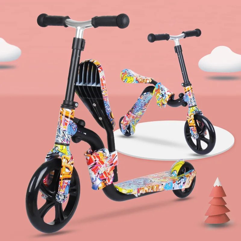 Детский скутер 2 в 1 регулируемый подарок на день рождения для малышей уличные