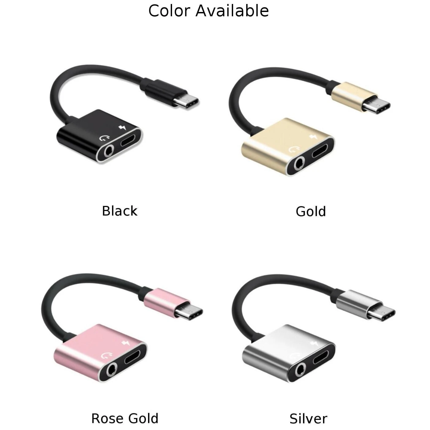 

High Quality Aluminium Alloy 12cm 2 IN 1 USB Type-C To 3.5mm Jack AUX Audio Headphone Adapter Music Charger Cable