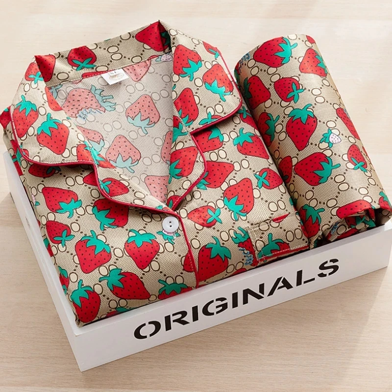 2021 Летний Шелковый Атласный пижамный комплект женская одежда для сна с длинным