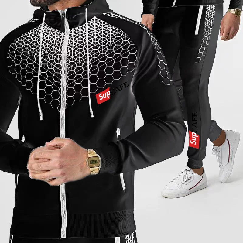 

2 Pieces Sets Tracksuit Men Hooded Sweatshirt+Pants Pullover Hoodie Sportwear Suit Ropa Casual Clothes Size S-3XL