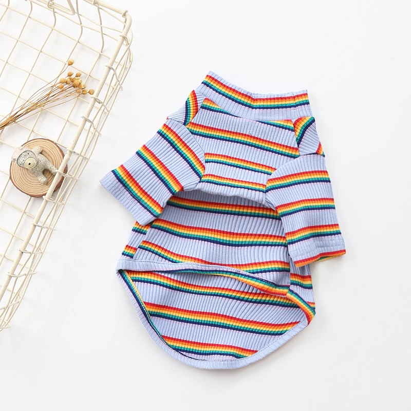 Осенне-зимняя футболка для собак одежда костюм в полоску рубашка щенков жилет