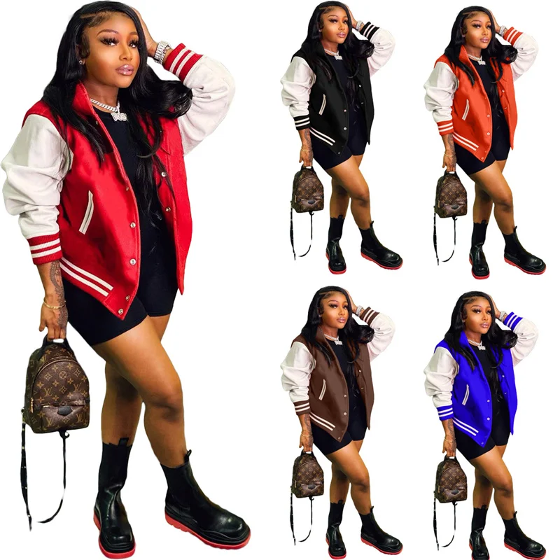 

Новинка, модные женские бейсбольные Джерси, Женская однобортная куртка с капюшоном, Осень-зима