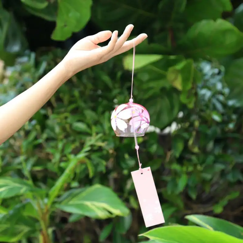 

Glass Wind Chimes Handpaint Sakura Wind Bells Garden Hanging Decor Home Office Decor Decoration Birthday Mother's Day Gifts