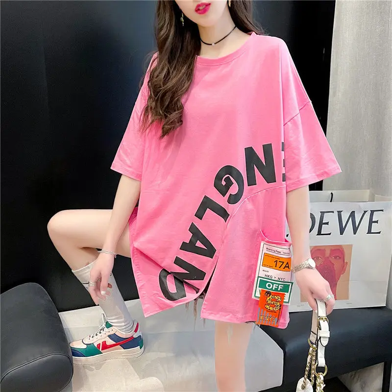 

Design Sense Fried Street Short Sleeve T-Shirt Women's Fashion Summer 2021 New Net Red Foreign Style Irregular Niche Size Top