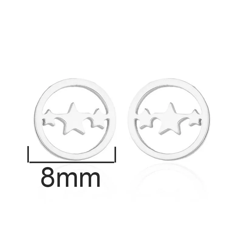 

FENGLI Stainless Steel Small Hollow Round Star Earring For Women Gold Color Trendy Cool Piercing Metal Stud Earring Gifts