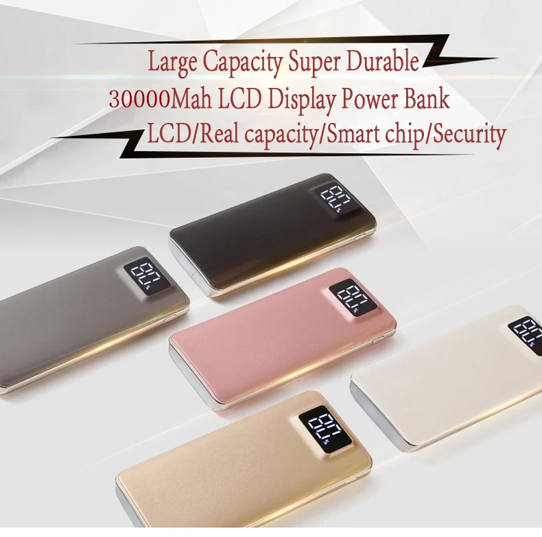 Внешний аккумулятор 30000 мАч для Xiaomi Mi 2 USB power Bank портативное зарядное устройство Внешний аккумулятор повербанк для iPhone samsung huawei