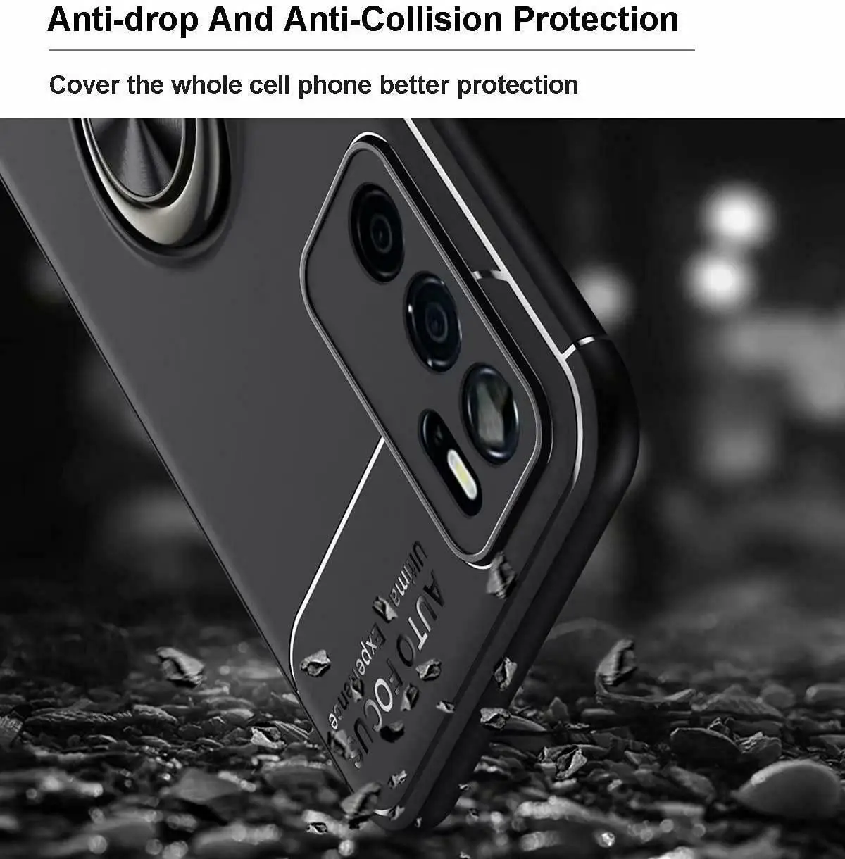 Funda para OPPO A16S, carcasa de tel&eacute;fono con soporte a prueba de golpes con armadura de anillo + Vidrio Templado-5