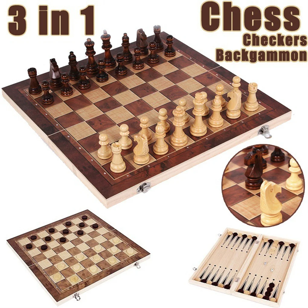 

Wooden Folding Chess Set Portable Chess Board Chessboard Kid Gift Toy Chess Board games Checkers Puzzle Game Intellectual Toy
