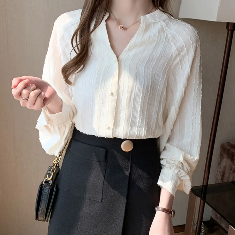 Рубашки с длинным рукавом для женщин женская блузка V образным вырезом топы