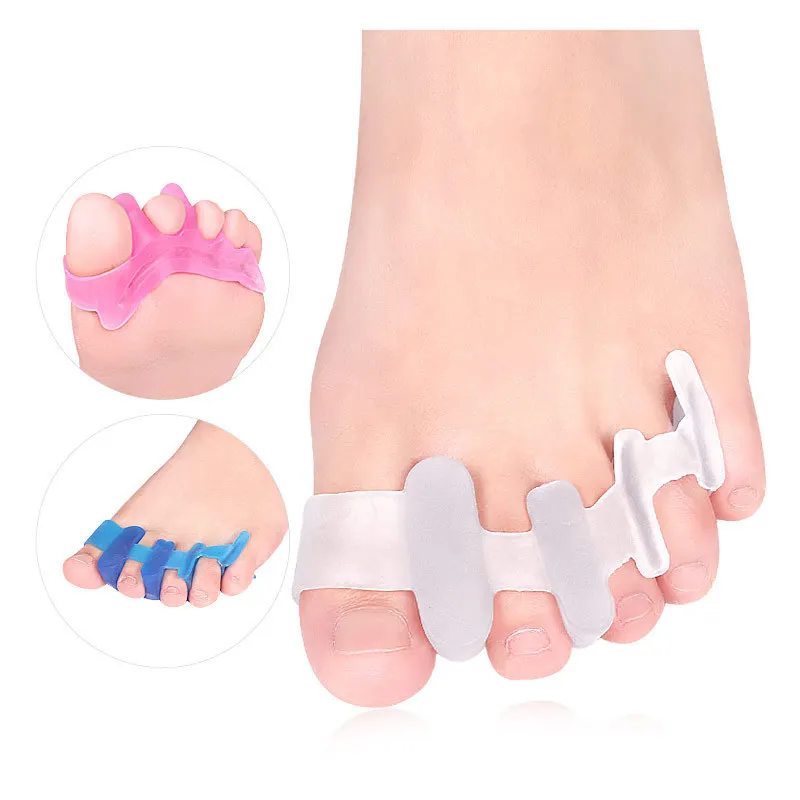 

10 Pairs/Lot Silicone Adult Day And Night Hallux Valgus Correction Pad For Foot Toe 4 Holes Separator Soft, Slow Pressure