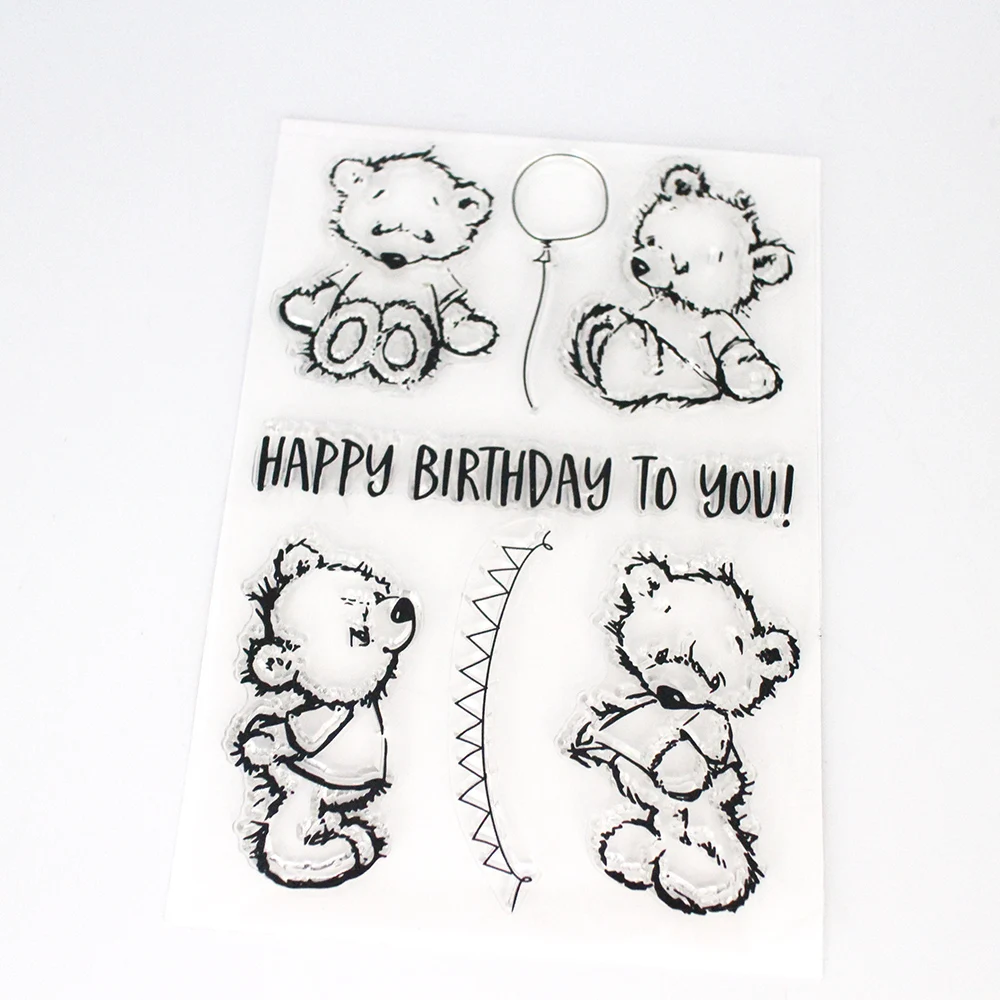 Прозрачные прозрачные штампы в виде медведя и птицы для скрапбукинга