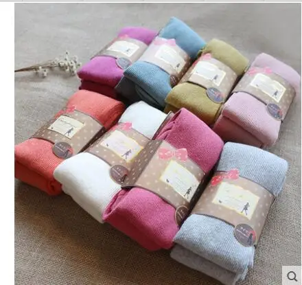 High elastic collant pantyhose female Warm Tights Full Cotton Vertical Pattern Candy Colors Thermal Dress Panty hose