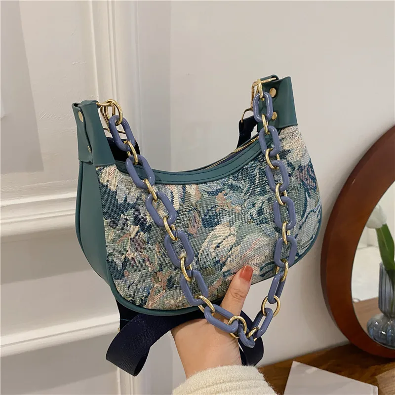 

Ladies Oil Painting Graffiti Flower Fashion Chain Shoulder Messenger Bag Large-capacity Casual Mobile Phone Coin Purse