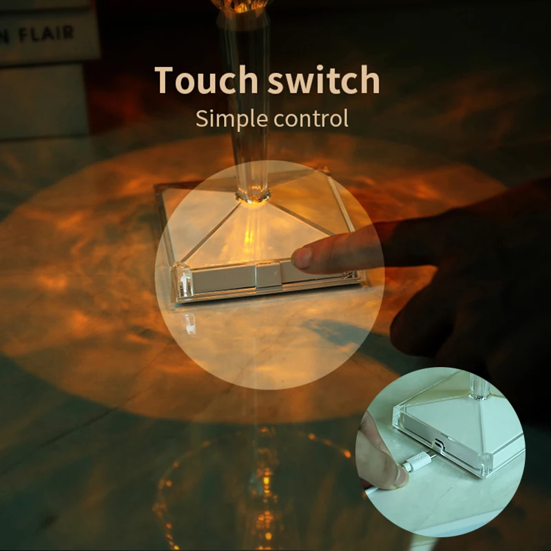 

USB Charging Smart Touch Switch Bedside Lamps Crystal table lamp living room sofa table lamps luxury bedroom bedside lamp