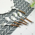 6 дюймовая чайная ложка Laguiole, мини-ложка для кофе и десерта, 8,5 дюйма, столовая ложка с деревянной ручкой, столовые приборы из нержавеющей стали для ресторана и бара, 6-10 шт.