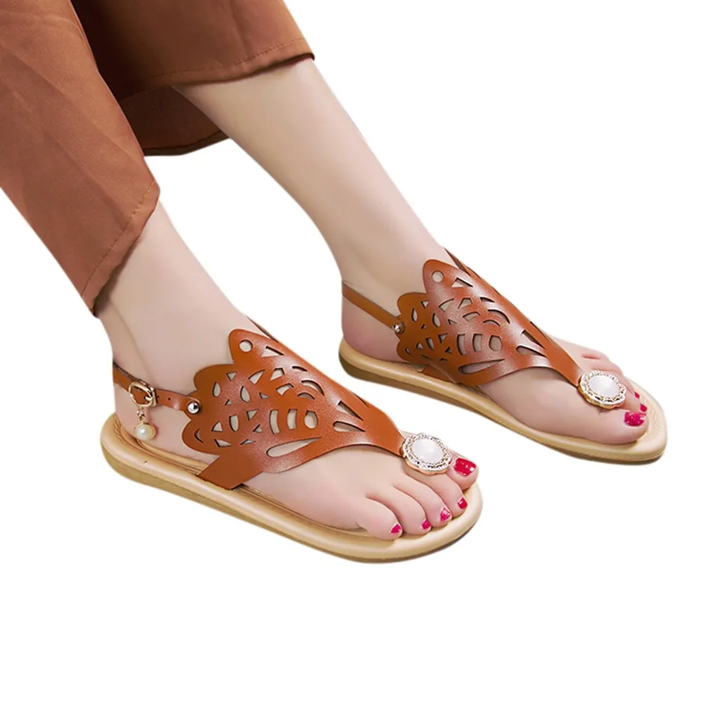 Богемные туфли женские летние сандалии в римском стиле на плоской подошве