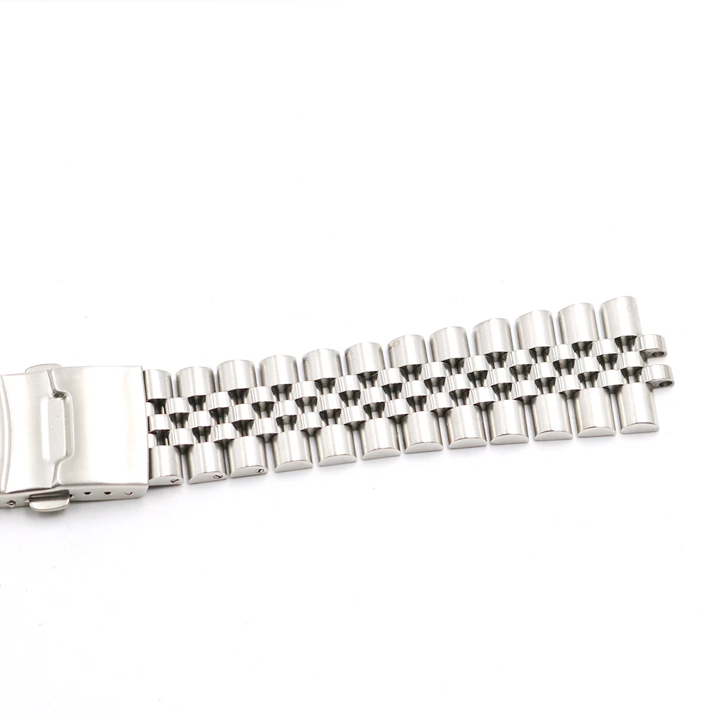 Rolamy 20 22mm Hollow Curved End Solid Screw Links Stainless Steel Jubilee Watch Band Strap Bracelet with Clasp For Seiko SKX007