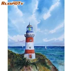 RUOPOTY рамка для картины Краски по номерам для взрослых изображение маяка по номерам Акриловая Краски живопись на холсте для домашнего декора 60x75cm