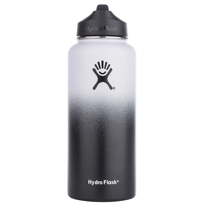 White Black 18/32/40OZ гидро фляга утепленная Нержавеющая сталь бутылка для воды с широким горлышком Стакан Кружка Охладитель кофе с крышкой соломы - Цвет: White Black