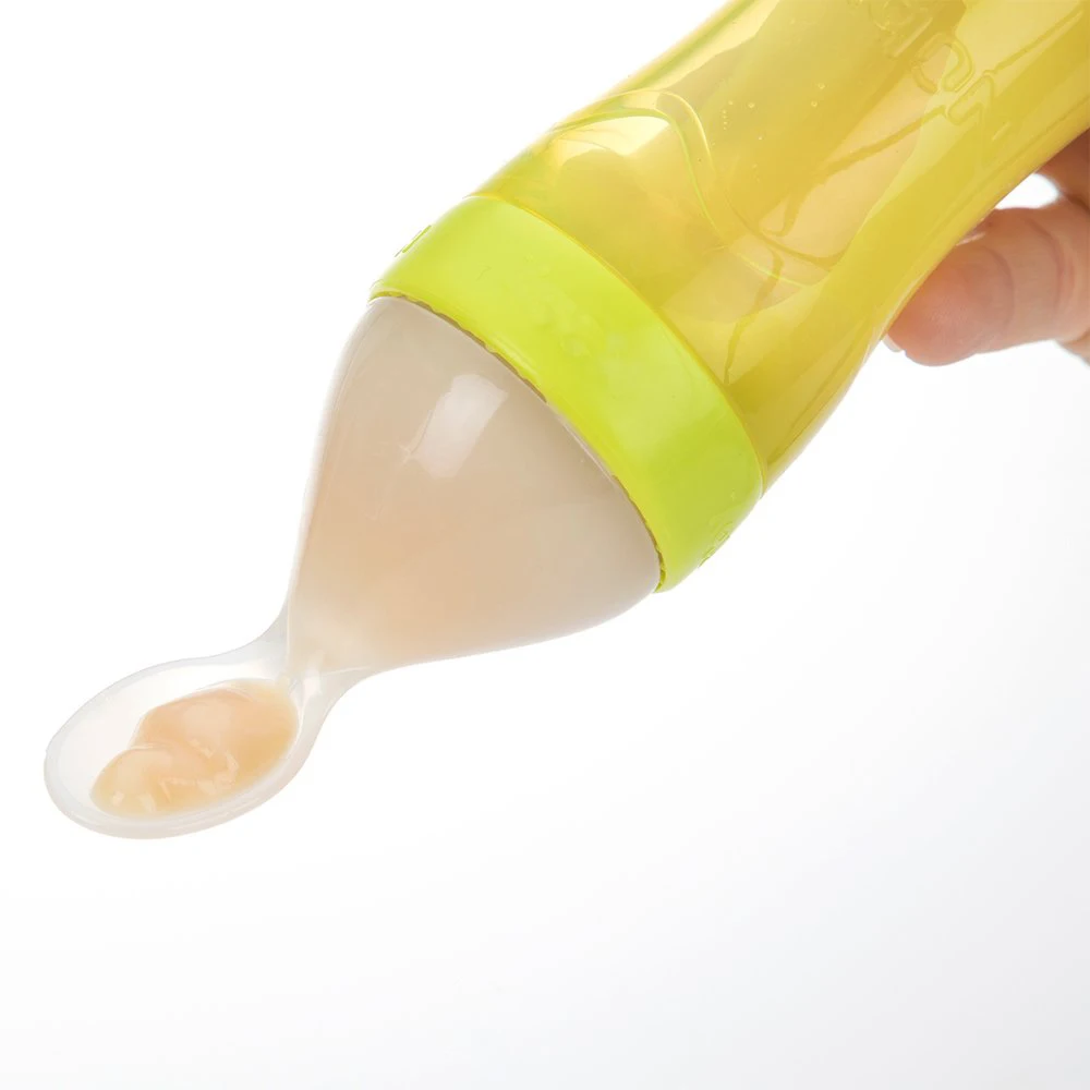Silicone Squeeze Feeding Spoon 6 Months+ 3oz/90ml Baby Food Dispensing Feeder Infant Travel Feeders for Cereal | Мать и ребенок